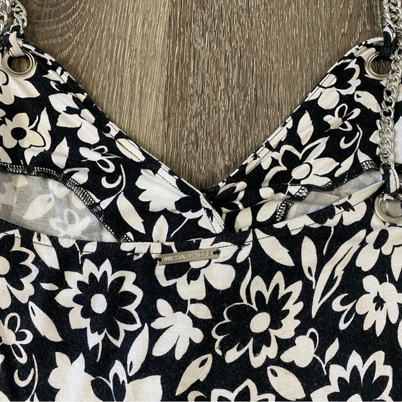 MICHAEL KORS Chain Link Straps Floral Sweatheart Peplum Wrap Blouse Womens Large - Picture 6 of 10